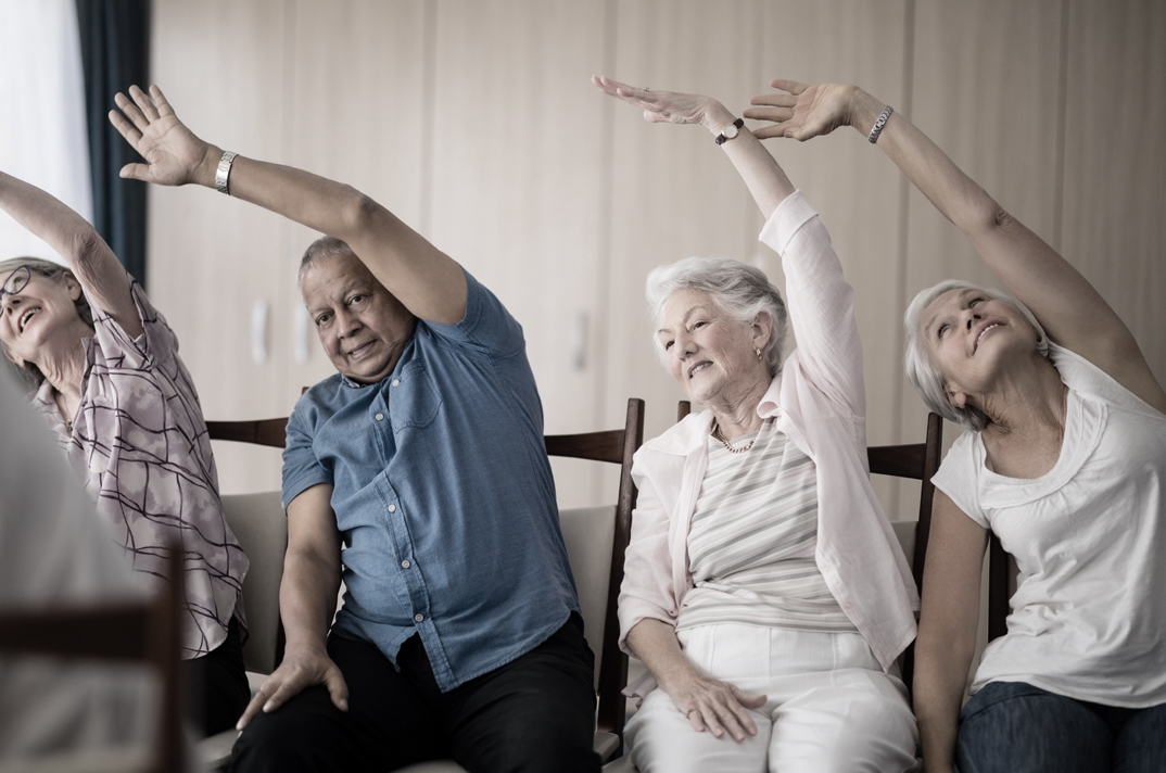 Retiree exercising